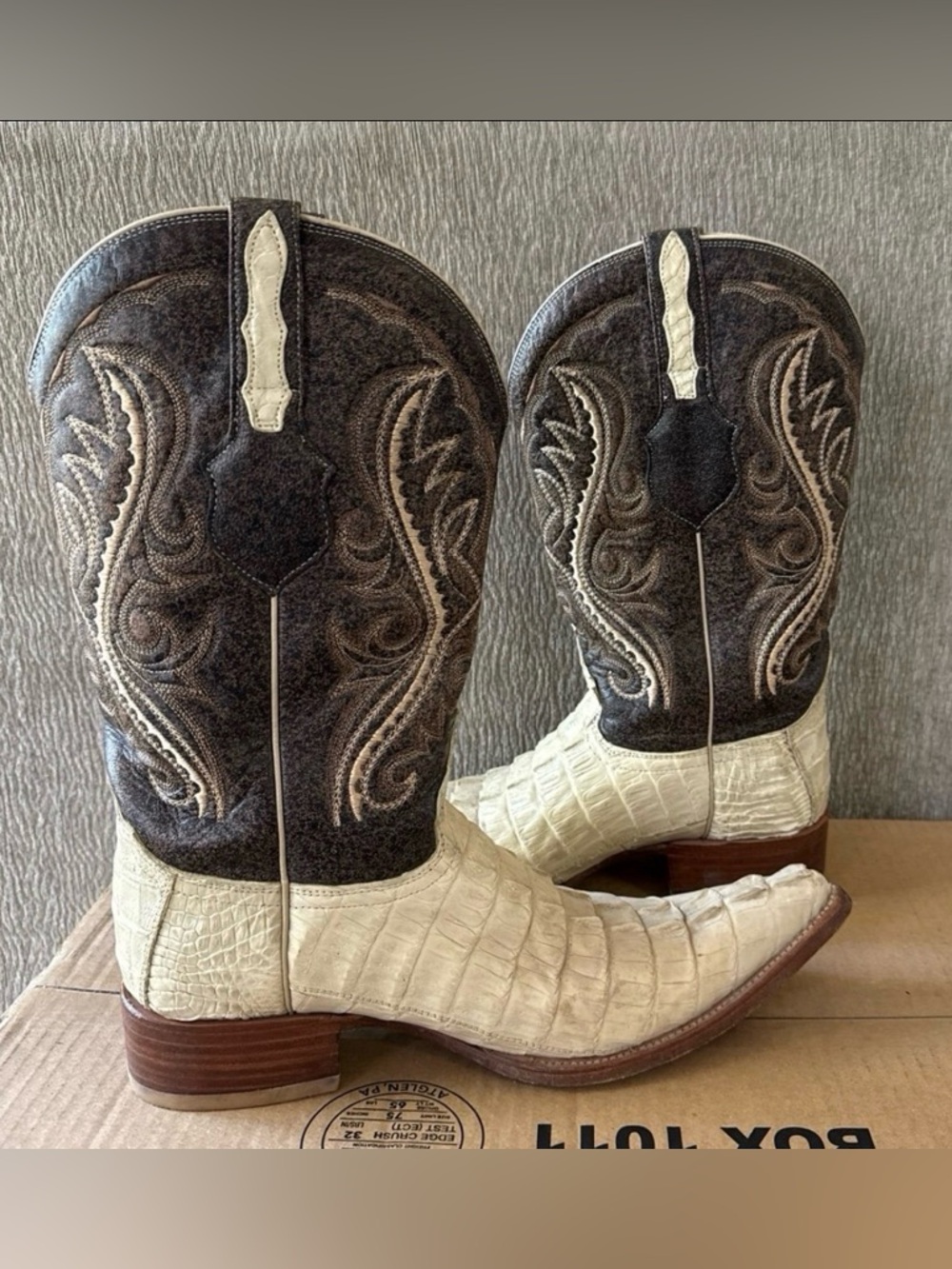 Lamasini Men Gator Tail Cowboy Boots: Ranchero Western Wear - Picture 7 of 12